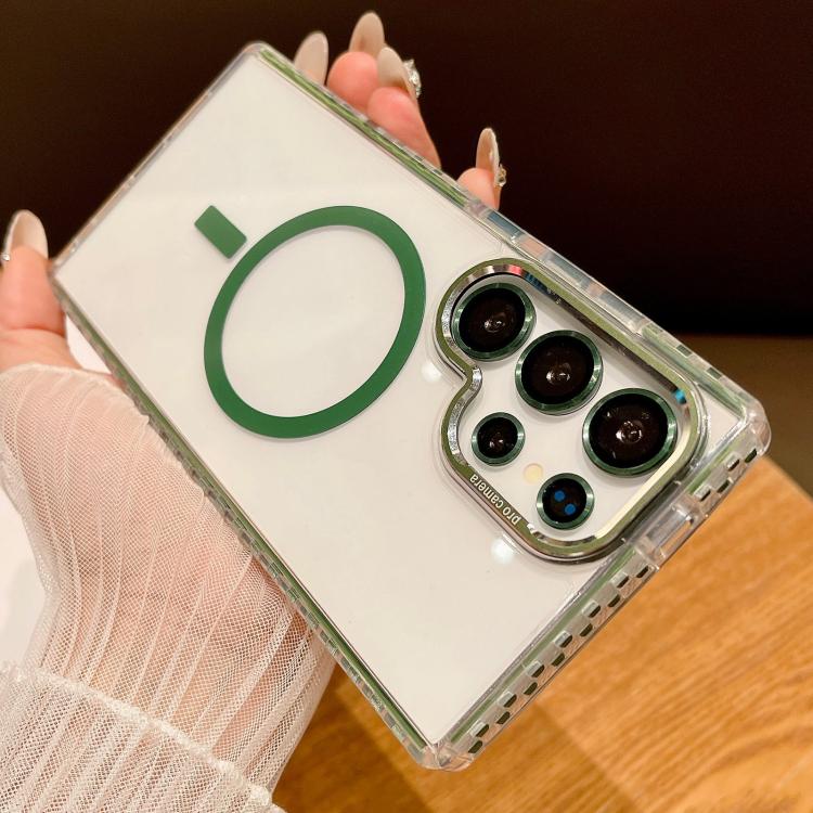 For Samsung Galaxy S25 Ultra 5G Transparent MagSafe Phone Case with Lens Film(Green) - Galaxy S25 Ultra 5G Cases by PMC Jewellery | Online Shopping South Africa | PMC Jewellery | Buy Now Pay Later Mobicred