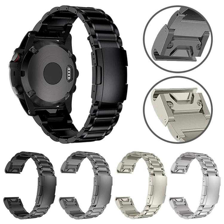 For Garmin 26mm Five-beads Titanium Alloy Push Buckle Metal Quick Release Watch Band(Grey) - free shipping - PMc TechLife - Order now!