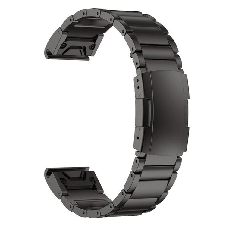 For Garmin 26mm Three-beads Titanium Alloy Push Buckle Metal Quick Release Watch Band(Black) - Watch Bands by PMc TechLife | Online Shopping South Africa | PMc TechLife | Buy Now Pay Later Mobicred