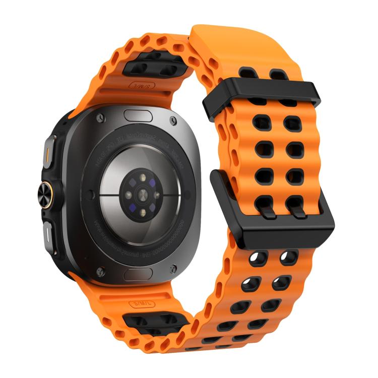 For Samsung Galaxy Watch Ultra 47mm Ocean Two Color Dual-Row Hole Silicone Watch Band(Orange Black) - Watch Bands by PMc TechLife | Online Shopping South Africa | PMc TechLife | Buy Now Pay Later Mobicred