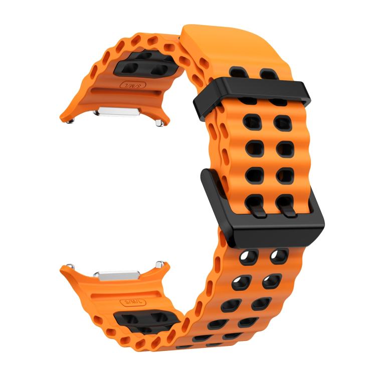 For Samsung Galaxy Watch Ultra 47mm Ocean Two Color Dual-Row Hole Silicone Watch Band(Orange Black) - Watch Bands by PMc TechLife | Online Shopping South Africa | PMc TechLife | Buy Now Pay Later Mobicred
