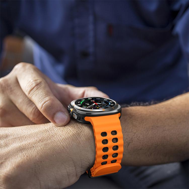 For Samsung Galaxy Watch Ultra 47mm Ocean Two Color Dual-Row Hole Silicone Watch Band(Orange Black) - Watch Bands by PMc TechLife | Online Shopping South Africa | PMc TechLife | Buy Now Pay Later Mobicred