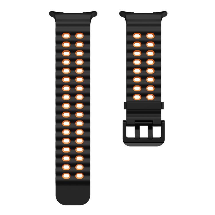 For Samsung Galaxy Watch Ultra 47mm Ocean Two Color Dual-Row Hole Silicone Watch Band(Black Orange) - Watch Bands by PMc TechLife | Online Shopping South Africa | PMc TechLife | Buy Now Pay Later Mobicred