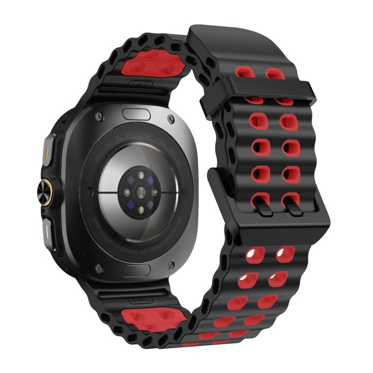 For Samsung Galaxy Watch Ultra 47mm / Ultra 2025 Ocean Two Color Dual-Row Hole Silicone Watch Band(Black Red) - free shipping - PMc TechLife - Order now!