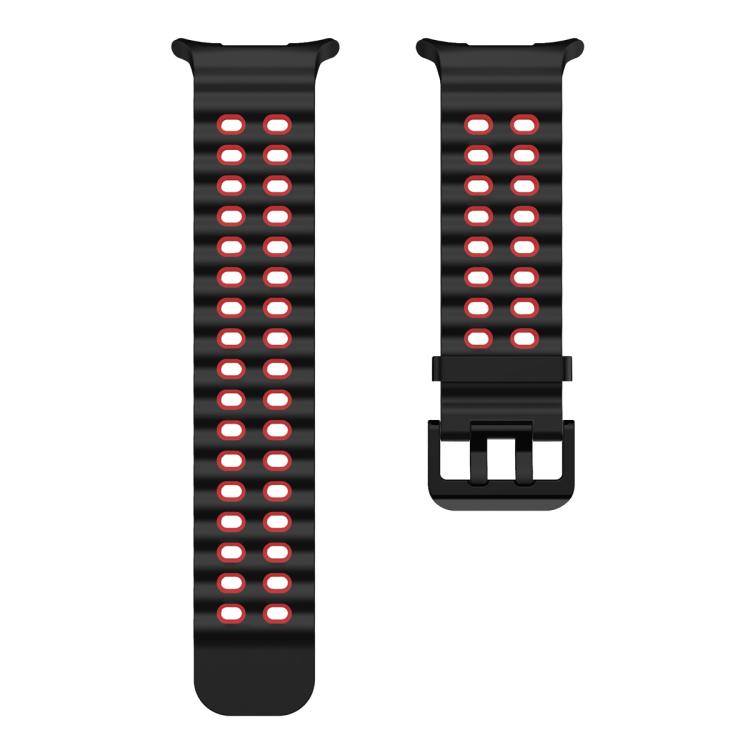 For Samsung Galaxy Watch Ultra 47mm / Ultra 2025 Ocean Two Color Dual-Row Hole Silicone Watch Band(Black Red) - free shipping - PMc TechLife - Order now!