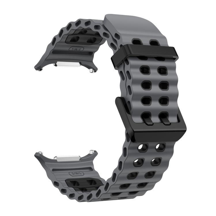 For Samsung Galaxy Watch Ultra 47mm / Ultra 2025 Ocean Two Color Dual-Row Hole Silicone Watch Band(Black) - free shipping - PMc TechLife - Order now!
