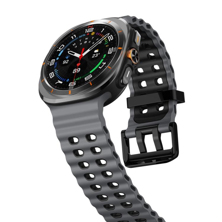 For Samsung Galaxy Watch Ultra 47mm / Ultra 2025 Ocean Two Color Dual-Row Hole Silicone Watch Band(Black) - free shipping - PMc TechLife - Order now!