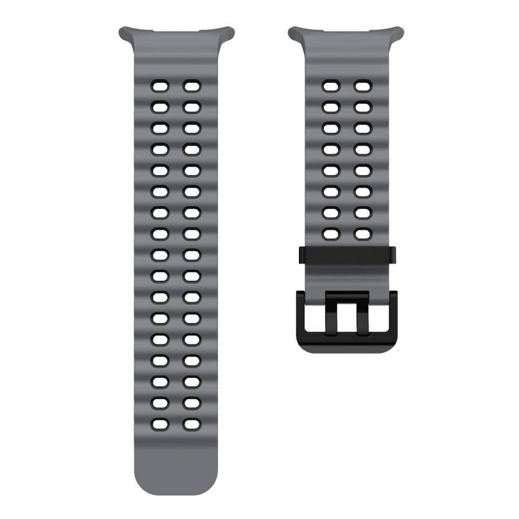 For Samsung Galaxy Watch Ultra 47mm / Ultra 2025 Ocean Two Color Dual-Row Hole Silicone Watch Band(Black) - free shipping - PMc TechLife - Order now!