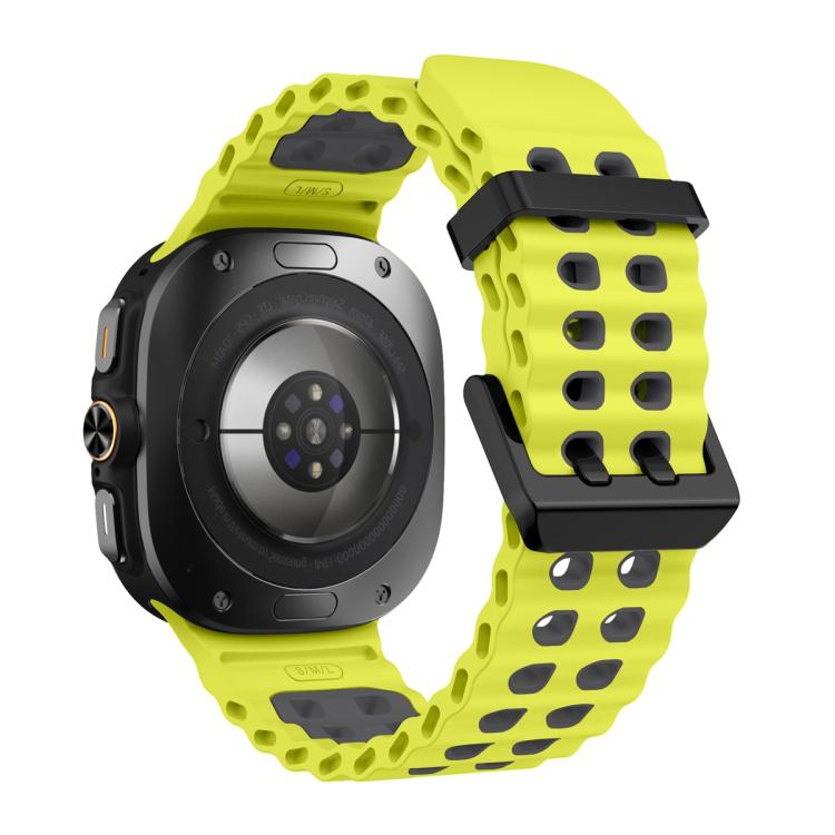 For Samsung Galaxy Watch Ultra 47mm Ocean Two Color Dual-Row Hole Silicone Watch Band(Lime Gray) - Watch Bands by PMc TechLife | Online Shopping South Africa | PMc TechLife | Buy Now Pay Later Mobicred
