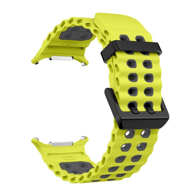 For Samsung Galaxy Watch Ultra 47mm Ocean Two Color Dual-Row Hole Silicone Watch Band(Lime Gray) - Watch Bands by PMc TechLife | Online Shopping South Africa | PMc TechLife | Buy Now Pay Later Mobicred