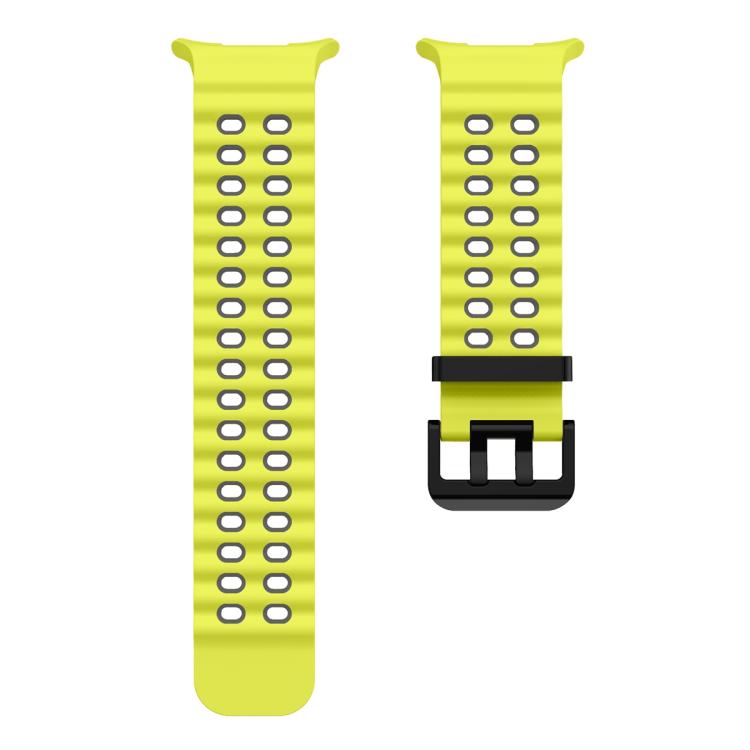 For Samsung Galaxy Watch Ultra 47mm Ocean Two Color Dual-Row Hole Silicone Watch Band(Lime Gray) - Watch Bands by PMc TechLife | Online Shopping South Africa | PMc TechLife | Buy Now Pay Later Mobicred