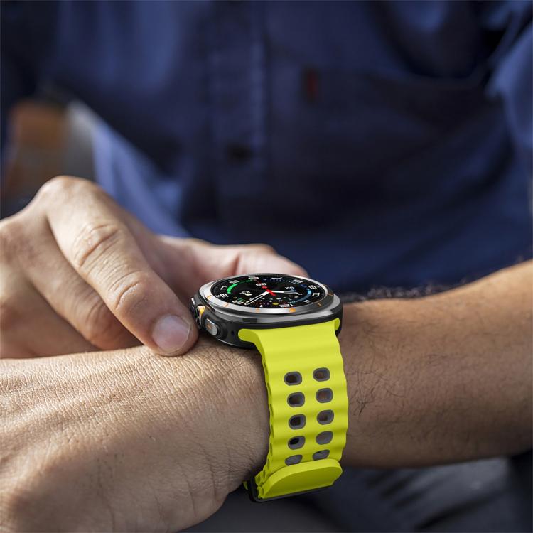 For Samsung Galaxy Watch Ultra 47mm Ocean Two Color Dual-Row Hole Silicone Watch Band(Lime Gray) - Watch Bands by PMc TechLife | Online Shopping South Africa | PMc TechLife | Buy Now Pay Later Mobicred