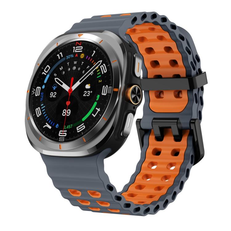 For Samsung Galaxy Watch Ultra 47mm Ocean Two Color Dual-Row Hole Silicone Watch Band(Space Gray Orange) - free shipping - PMc TechLife - Order now!