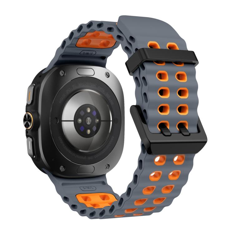 For Samsung Galaxy Watch Ultra 47mm Ocean Two Color Dual-Row Hole Silicone Watch Band(Space Gray Orange) - free shipping - PMc TechLife - Order now!