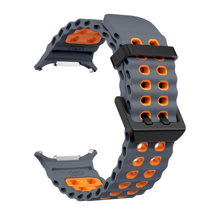 For Samsung Galaxy Watch Ultra 47mm Ocean Two Color Dual-Row Hole Silicone Watch Band(Space Gray Orange) - free shipping - PMc TechLife - Order now!