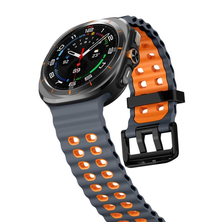 For Samsung Galaxy Watch Ultra 47mm Ocean Two Color Dual-Row Hole Silicone Watch Band(Space Gray Orange) - free shipping - PMc TechLife - Order now!