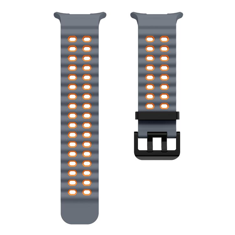 For Samsung Galaxy Watch Ultra 47mm Ocean Two Color Dual-Row Hole Silicone Watch Band(Space Gray Orange) - free shipping - PMc TechLife - Order now!