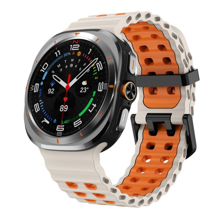For Samsung Galaxy Watch Ultra 47mm Ocean Two Color Dual-Row Hole Silicone Watch Band(Starlight Orange) - free shipping - PMc TechLife - Order now!