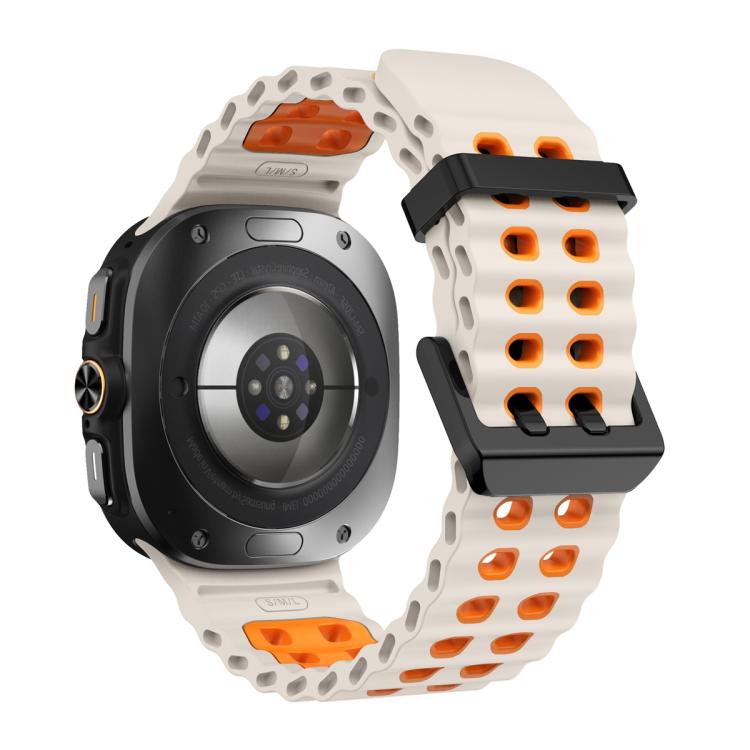 For Samsung Galaxy Watch Ultra 47mm Ocean Two Color Dual-Row Hole Silicone Watch Band(Starlight Orange) - free shipping - PMc TechLife - Order now!