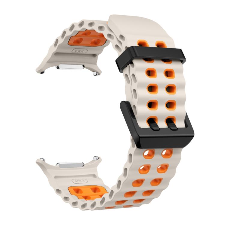For Samsung Galaxy Watch Ultra 47mm Ocean Two Color Dual-Row Hole Silicone Watch Band(Starlight Orange) - free shipping - PMc TechLife - Order now!