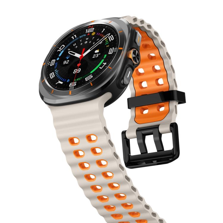 For Samsung Galaxy Watch Ultra 47mm Ocean Two Color Dual-Row Hole Silicone Watch Band(Starlight Orange) - free shipping - PMc TechLife - Order now!