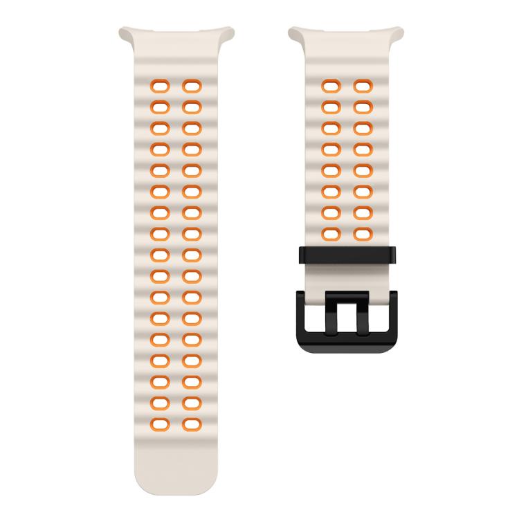 For Samsung Galaxy Watch Ultra 47mm Ocean Two Color Dual-Row Hole Silicone Watch Band(Starlight Orange) - free shipping - PMc TechLife - Order now!