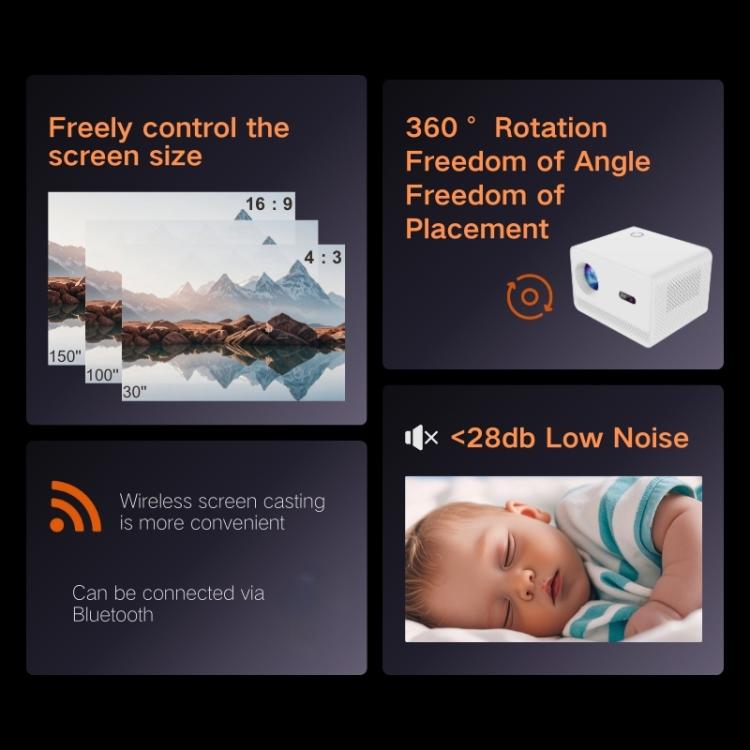 M10 1280 x 720P 200ANSI Amlogic H713 CPU Android 11.0 Smart Projector, EU Plug(White) - LED Projector by PMC TechLife | Online Shopping South Africa | PMC TechLife | Buy Now Pay Later Mobicred