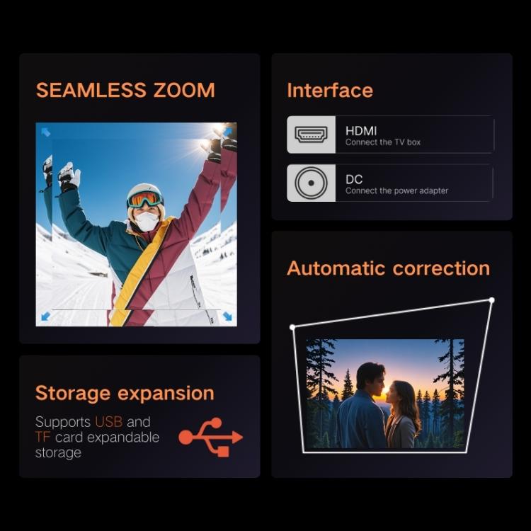 M10 Plus 1280 x 720P 200ANSI Amlogic H713 CPU Android 11 Smart Projector with Bracket, US Plug(Metal Grey) - LED Projector by PMC TechLife | Online Shopping South Africa | PMC TechLife | Buy Now Pay Later Mobicred