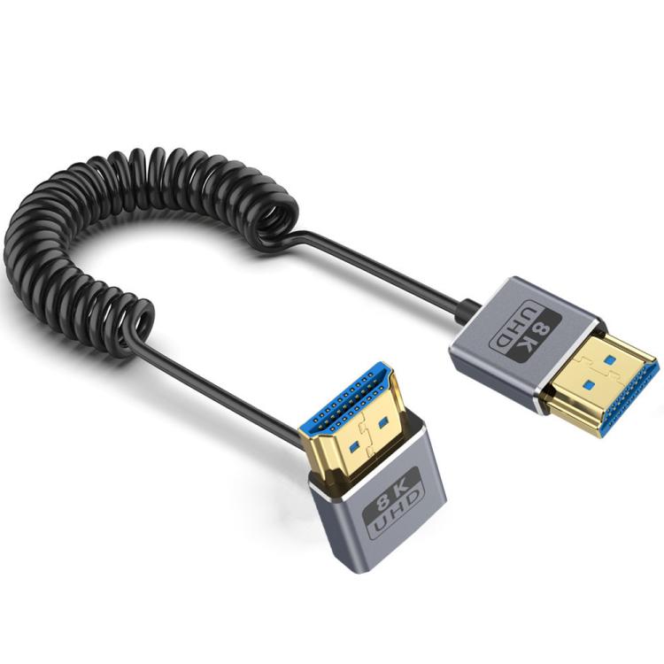 0.7m Coiled Coaxial 8K 48Gbps HDMI 2.1 Cable, Port:Downward Bend - Cable by PMC TechLife | Online Shopping South Africa | PMC TechLife | Buy Now Pay Later Mobicred