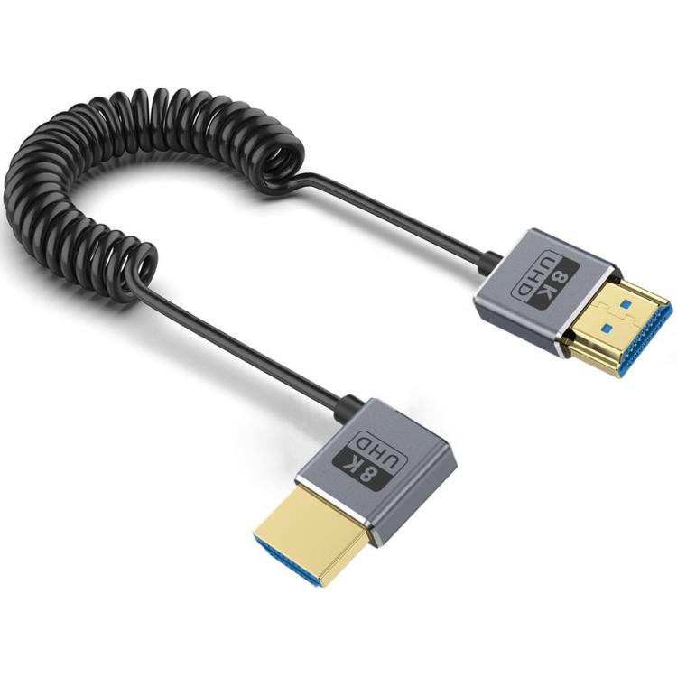 0.7m Coiled Coaxial 8K 48Gbps HDMI 2.1 Cable, Port:Left Bend - Cable by PMC TechLife | Online Shopping South Africa | PMC TechLife | Buy Now Pay Later Mobicred