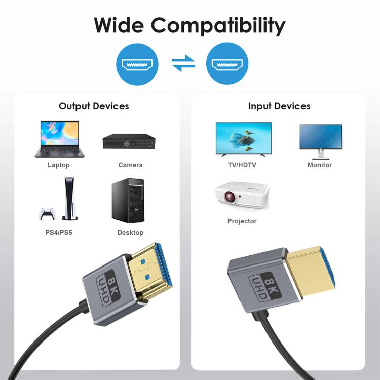 0.7m Coiled Coaxial 8K 48Gbps HDMI 2.1 Cable, Port:Left Bend - Cable by PMC TechLife | Online Shopping South Africa | PMC TechLife | Buy Now Pay Later Mobicred