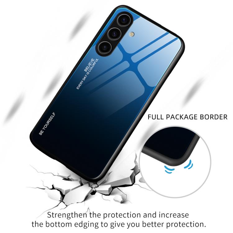 For Samsung Galaxy S25 5G Gradient Color Glass Phone Case(Aurora Blue) - free shipping - PMC Jewellery - Order now!
