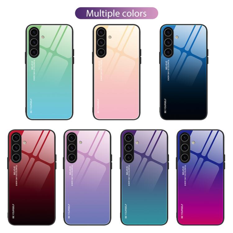 For Samsung Galaxy S25 5G Gradient Color Glass Phone Case(Green Cyan) - Galaxy S25 5G Cases by PMC Jewellery | Online Shopping South Africa | PMC Jewellery | Buy Now Pay Later Mobicred