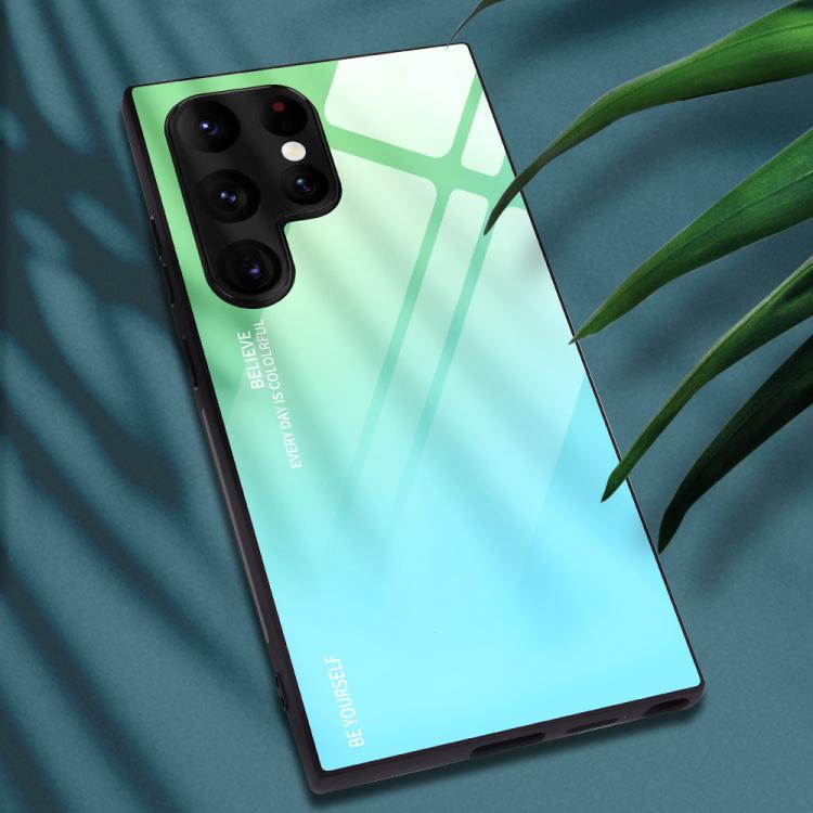 For Samsung Galaxy S25 Ultra 5G Gradient Color Glass Phone Case(Green Cyan) - free shipping - PMC Jewellery - Order now!