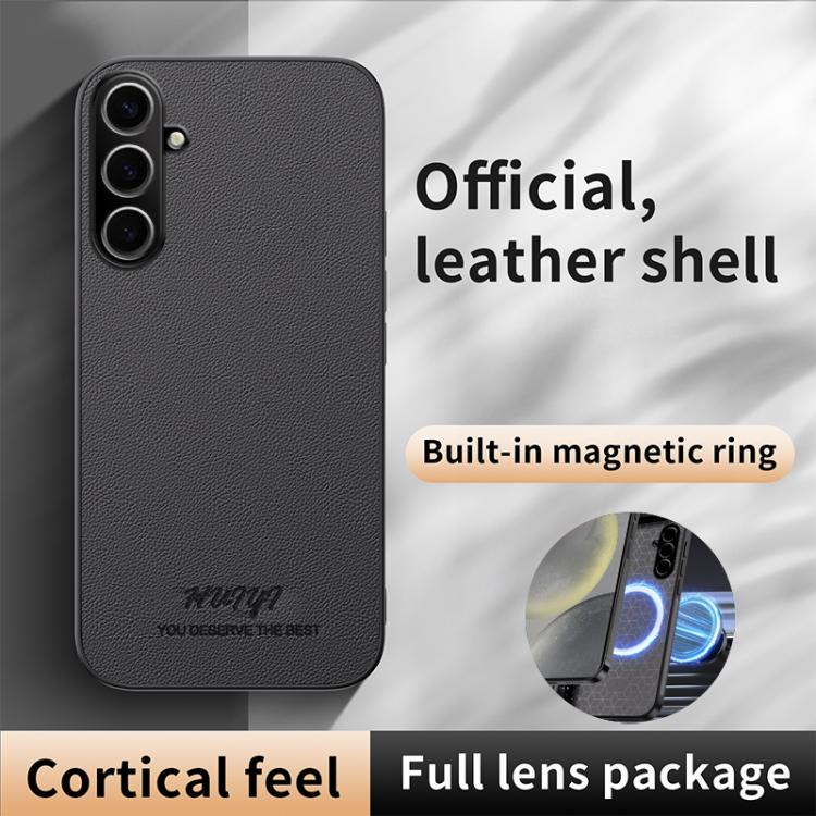 For Samsung Galaxy S25+ 5G HUIYI Leather Magnetic Phone Case(Grey) - Galaxy S25+ 5G Cases by PMC Jewellery | Online Shopping South Africa | PMC Jewellery | Buy Now Pay Later Mobicred
