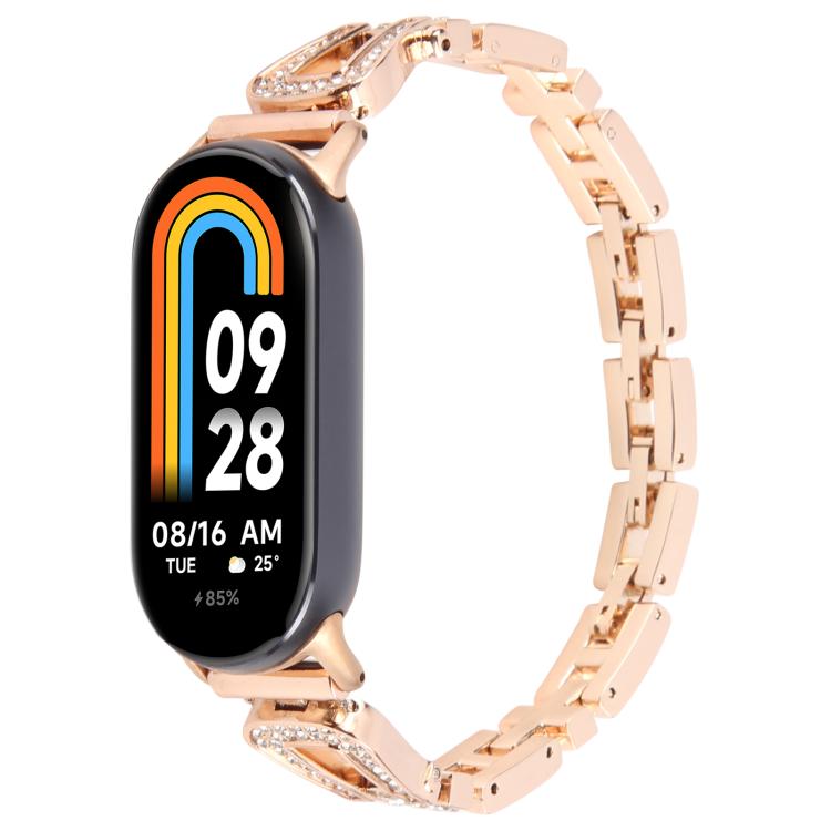 For Xiaomi Smart Band 9 / 8 U-shaped Diamond Bracelet Metal Watch Band(Rose Gold) - free shipping - PMC TechLife - Order now!