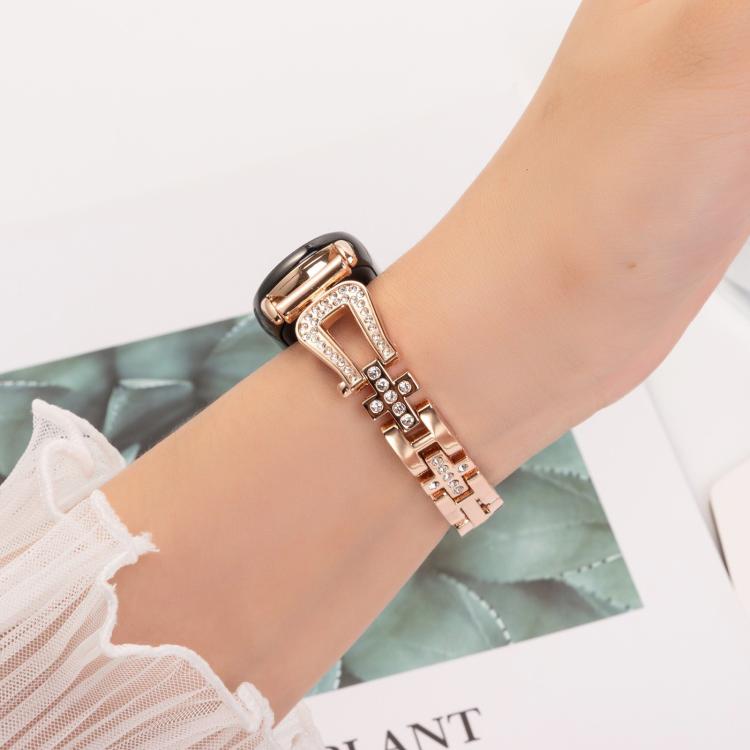 For Xiaomi Smart Band 9 / 8 U-shaped Diamond Bracelet Metal Watch Band(Rose Gold) - free shipping - PMC TechLife - Order now!