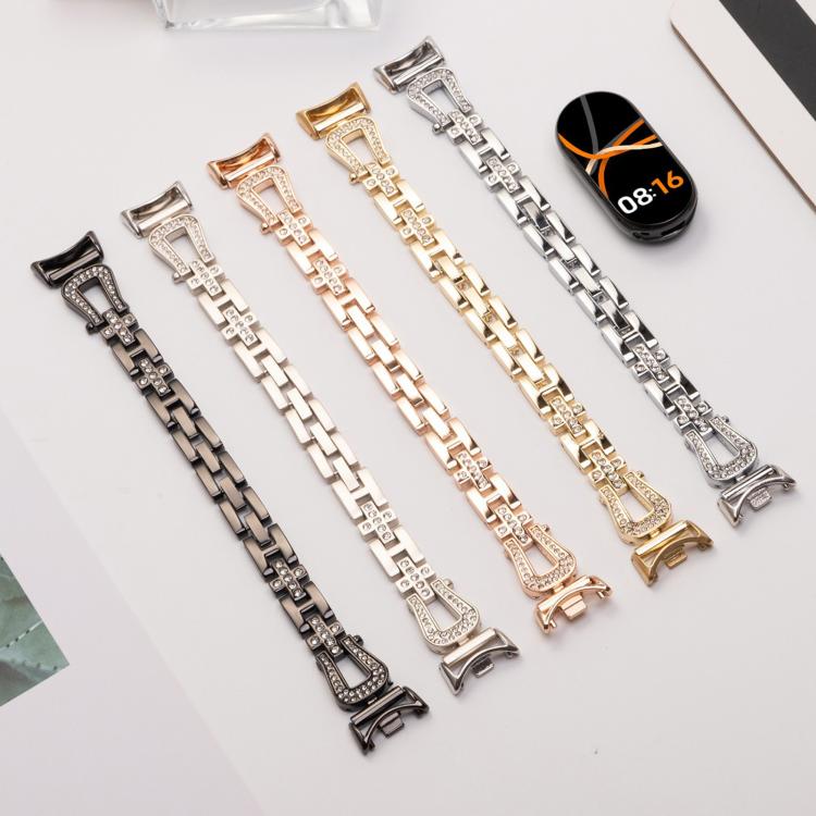 For Xiaomi Smart Band 9 / 8 U-shaped Diamond Bracelet Metal Watch Band(Silver) - free shipping - PMC TechLife - Order now!