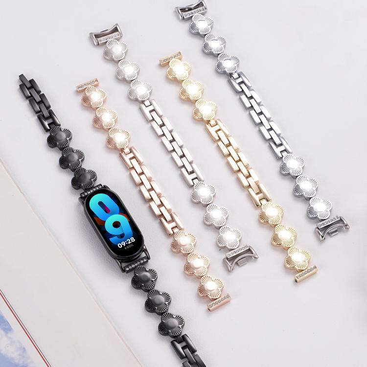 For Xiaomi Smart Band 9 / 8 Four-petaled Flower Diamond Bracelet Metal Watch Band(Gold) - free shipping - PMC TechLife - Order now!