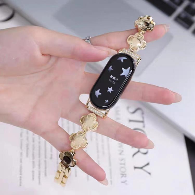 For Xiaomi Smart Band 9 / 8 Four-petaled Flower Diamond Bracelet Metal Watch Band(Rose Gold) - free shipping - PMC TechLife - Order now!