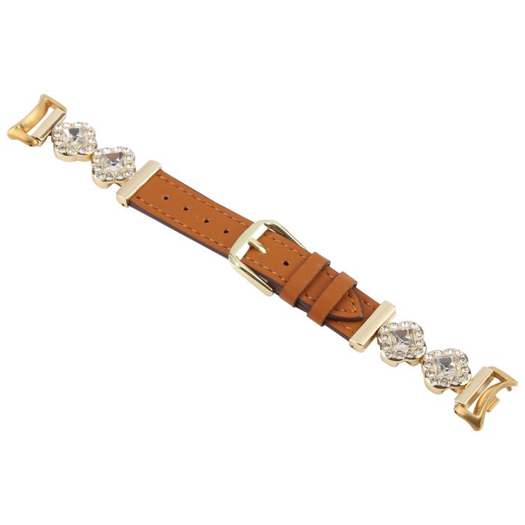 For Xiaomi Smart Band 9 / 8 Metal Diamond Leather Bracelet Watch Band(Gold Brown) - free shipping - PMc TechLife - Order now!
