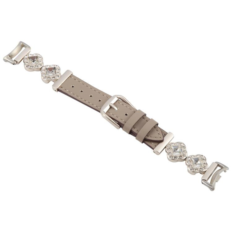 For Xiaomi Smart Band 9 / 8 Metal Diamond Leather Bracelet Watch Band(Starlight Grey) - free shipping - PMc TechLife - Order now!