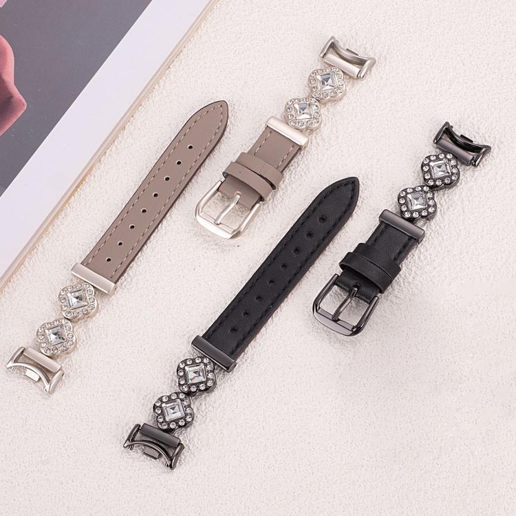 For Xiaomi Smart Band 9 / 8 Metal Diamond Leather Bracelet Watch Band(Starlight Grey) - free shipping - PMc TechLife - Order now!