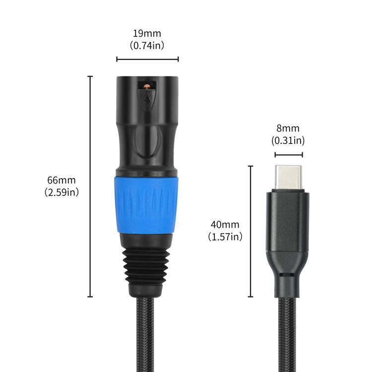 TY015 Type-C Male to XLR Male Stereo Output Audio Cable, Length:1m(Black Blue) - Microphone Audio Cable & Connector by PMC TechLife | Online Shopping South Africa | PMC TechLife | Buy Now Pay Later Mobicred