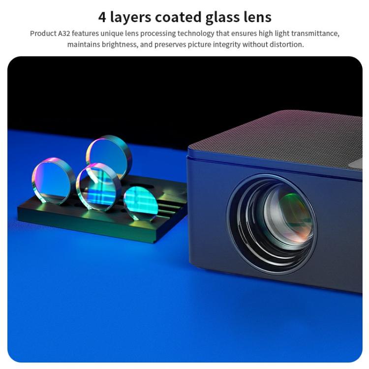 AUN A32 1280x720P 200ANSI D3100 CPU WIFI Display Smart Projector, EU Plug(Black) - LED Projector by AUN | Online Shopping South Africa | PMC TechLife | Buy Now Pay Later Mobicred