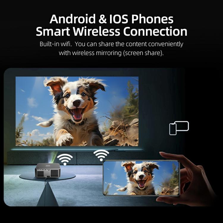 AUN U002 1920x1080P 970ANSI Android 12 Home Theater Smart Projector, US Plug(Dark Grey) - LED Projector by AUN | Online Shopping South Africa | PMc TechLife | Buy Now Pay Later Mobicred
