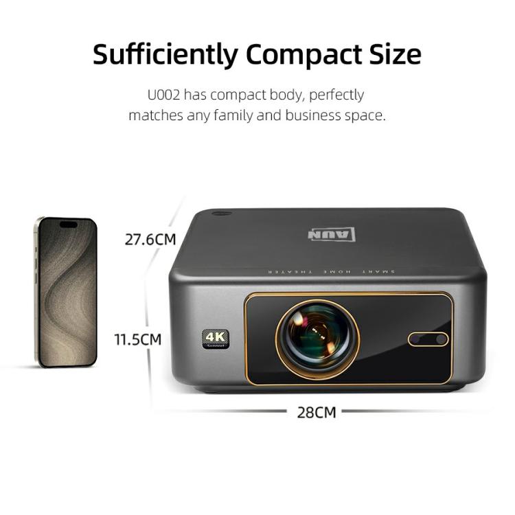 AUN U002 1920x1080P 970ANSI Android 12 Home Theater Smart Projector, UK Plug(Dark Grey) - LED Projector by AUN | Online Shopping South Africa | PMc TechLife | Buy Now Pay Later Mobicred