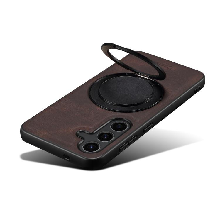 For Samsung Galaxy S25 5G Denior A14 Skin Feel Rotating Holder MagSafe Phone Case(Brown) - free shipping - PMC Jewellery - Order now!