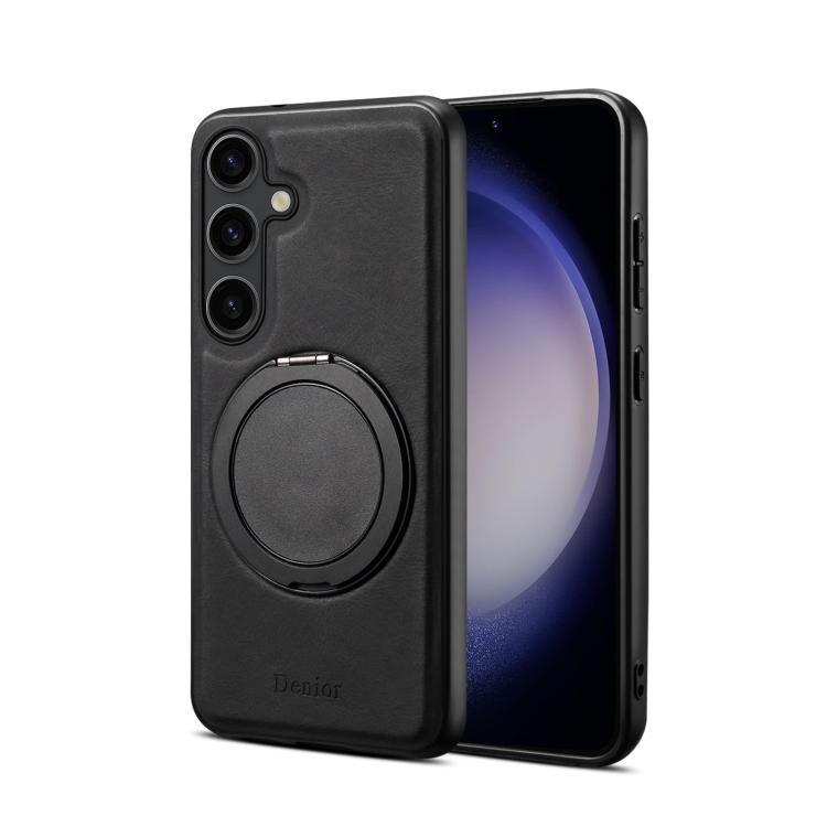 For Samsung Galaxy S25 5G Denior A14 Skin Feel Rotating Holder MagSafe Phone Case(Black) - free shipping - PMC Jewellery - Order now!