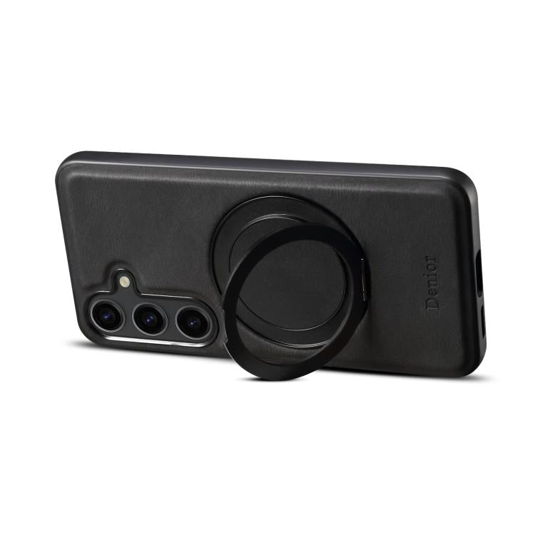 For Samsung Galaxy S25 5G Denior A14 Skin Feel Rotating Holder MagSafe Phone Case(Black) - free shipping - PMC Jewellery - Order now!